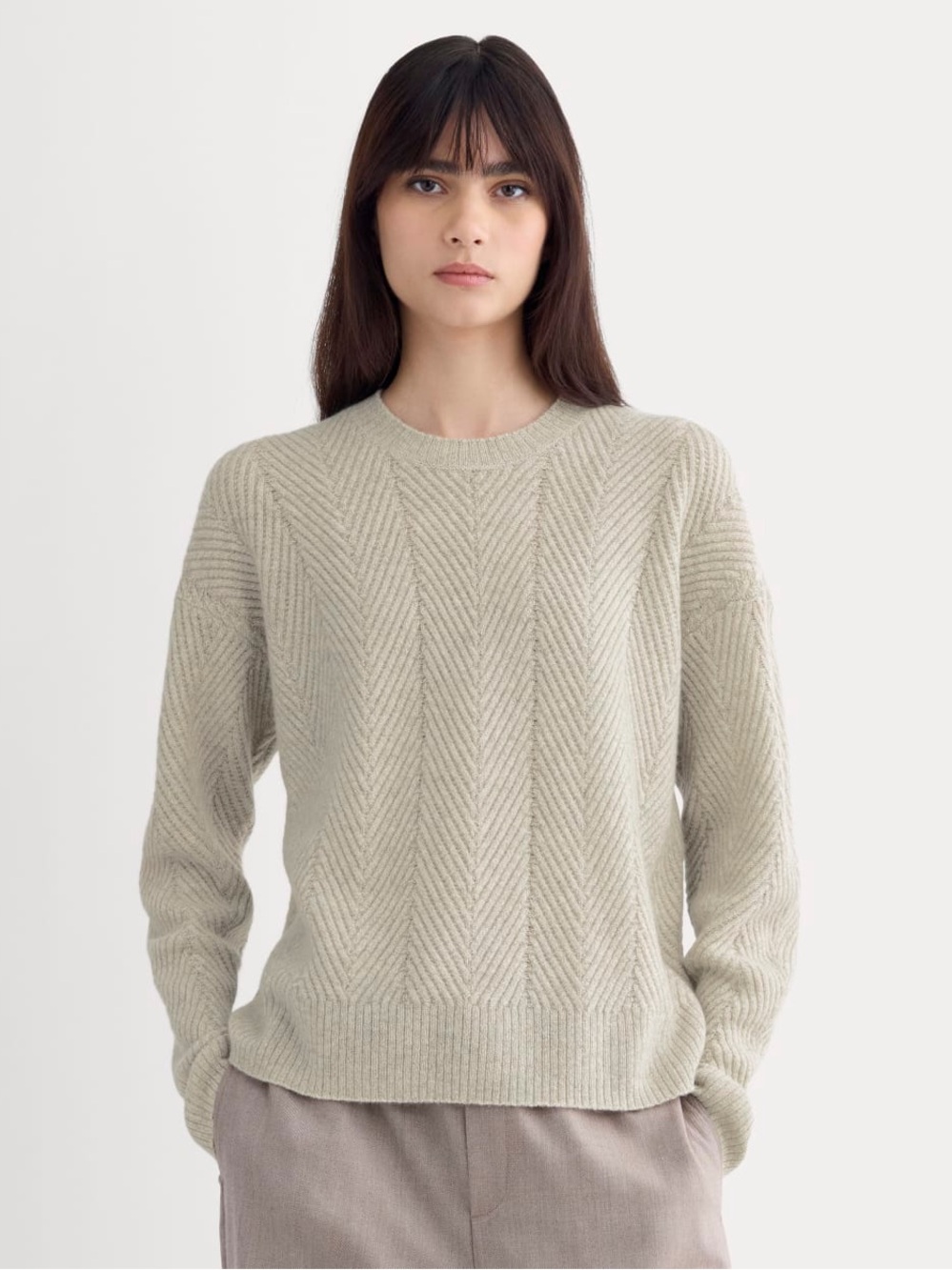 New Everlane CASHMERE HERRINGBONE SWEATER Canvas Size XL